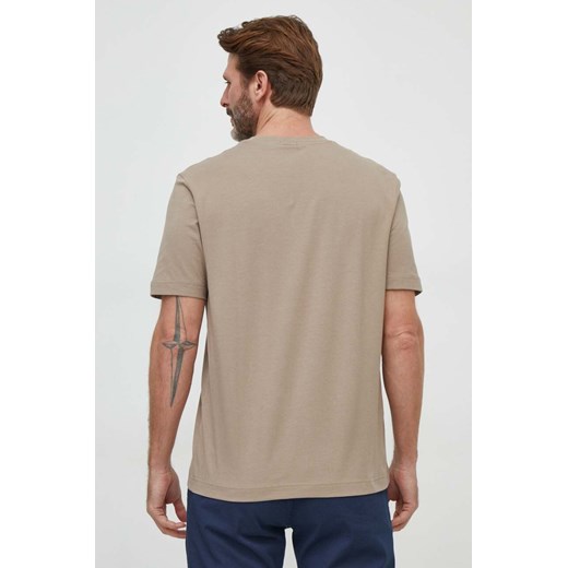BOSS t-shirt BOSS ORANGE męski kolor brązowy gładki L ANSWEAR.com