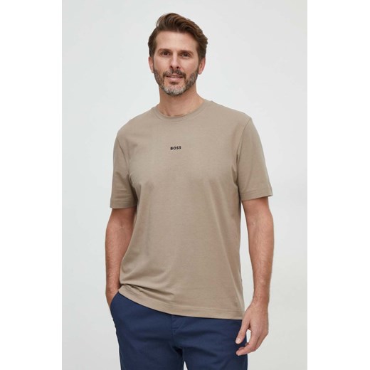 BOSS t-shirt BOSS ORANGE męski kolor brązowy gładki XXXL ANSWEAR.com