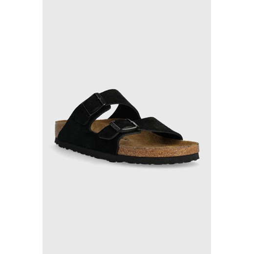 Birkenstock klapki zamszowe Arizona damskie kolor czarny 1027164 40 PRM