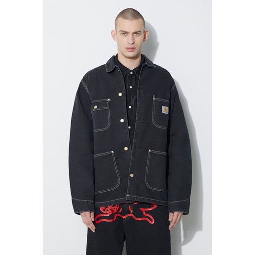 Carhartt WIP kurtka jeansowa OG Chore Coat męska kolor czarny przejściowa I031896.8906 ze sklepu PRM w kategorii Kurtki męskie - zdjęcie 168126373