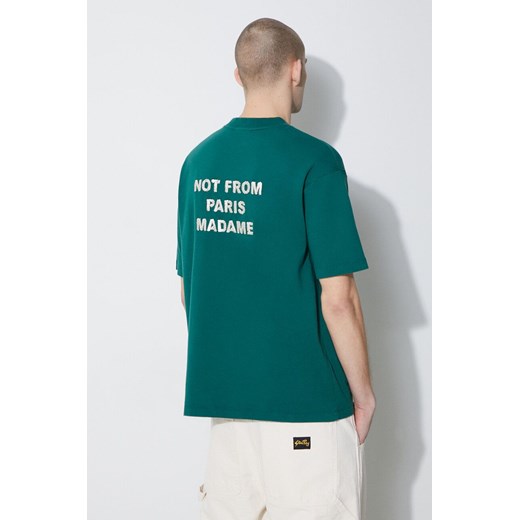 Drôle de Monsieur t-shirt bawełniany Le T-Shirt Slogan męski kolor zielony z aplikacją D-TS190-CO002-FGN ze sklepu PRM w kategorii T-shirty męskie - zdjęcie 168126421