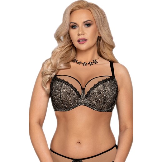 Biustonosz czarno-beżowy półusztywniany semi-soft VB-323, Kolor czarno-beżowy, Rozmiar 70D, Vena ze sklepu Intymna w kategorii Biustonosze - zdjęcie 168126454