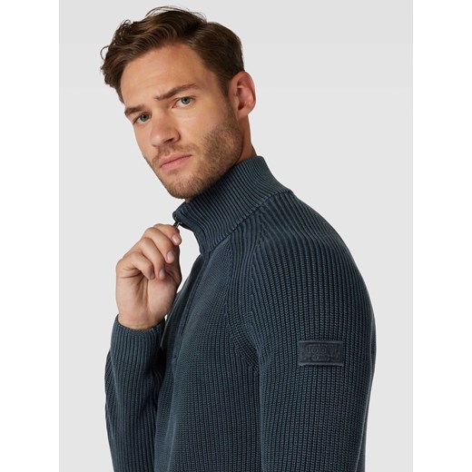Sweter z dzianiny z kołnierzem model ‘Henricus’ L Peek&Cloppenburg  promocyjna cena