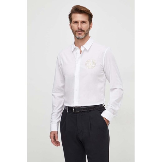 Versace Jeans Couture koszula męska kolor biały slim z kołnierzykiem klasycznym 76GALYS2 CN002 ze sklepu ANSWEAR.com w kategorii Koszule męskie - zdjęcie 168131624