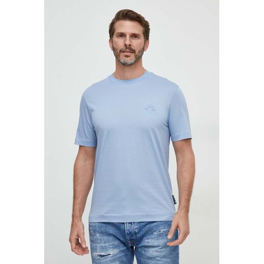 BOSS t-shirt bawełniany męski kolor niebieski z nadrukiem 50507787 ze sklepu ANSWEAR.com w kategorii T-shirty męskie - zdjęcie 168132621