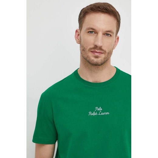Polo Ralph Lauren t-shirt bawełniany męski kolor zielony gładki ze sklepu ANSWEAR.com w kategorii T-shirty męskie - zdjęcie 168132650