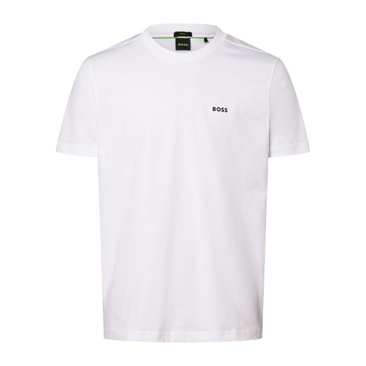 BOSS Green Koszulka męska - Tee Mężczyźni Bawełna biały jednolity ze sklepu vangraaf w kategorii T-shirty męskie - zdjęcie 168136931