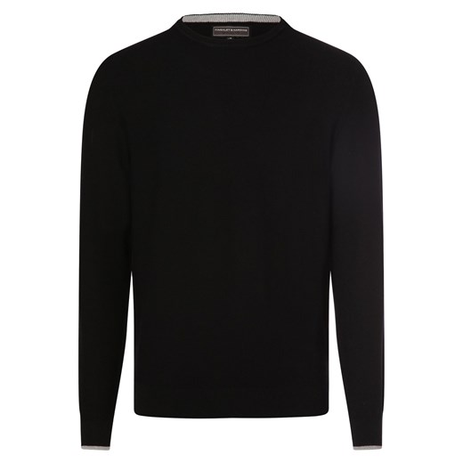Finshley & Harding Sweter z zawartością kaszmiru Mężczyźni Bawełna czarny wypukły wzór tkaniny ze sklepu vangraaf w kategorii Swetry męskie - zdjęcie 168136941