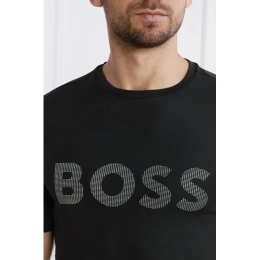 T-shirt męski BOSS HUGO z napisem czarny z krótkim rękawem 