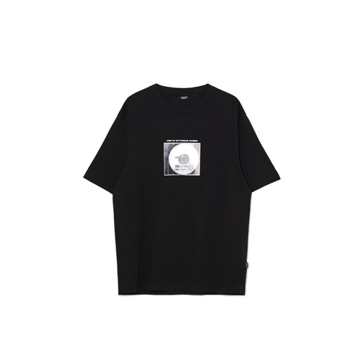 Cropp - Koszulka z nadrukiem płyty CD - czarny ze sklepu Cropp w kategorii T-shirty męskie - zdjęcie 168138051