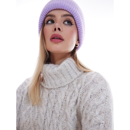 Mohito - Dzianinowa liliowa czapka - Fioletowy Mohito ONE SIZE promocja Mohito