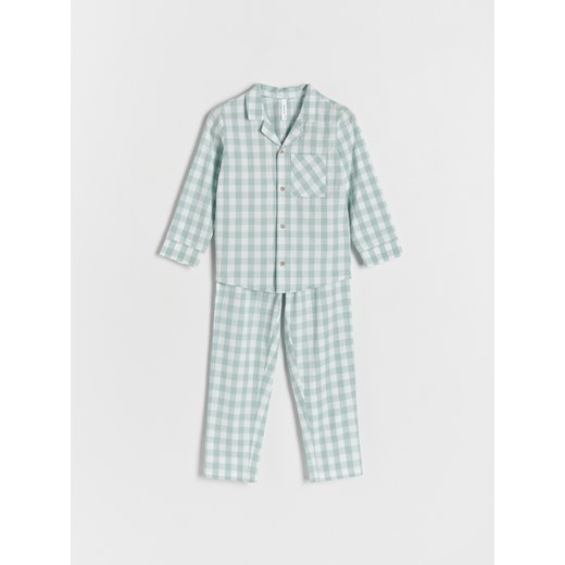 Reserved - Dwuczęściowa piżama w kratę - miętowy ze sklepu Reserved w kategorii Piżamy dziecięce - zdjęcie 168145603