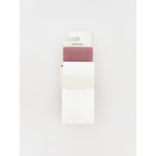 Reserved - Bawełniane rajstopy 2 pack - złamana biel ze sklepu Reserved w kategorii Rajstopy dziecięce - zdjęcie 168145710
