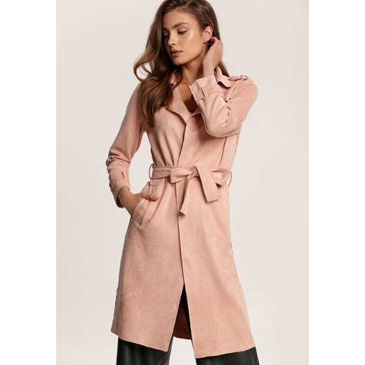 Jasnoróżowy Płaszcz Usinlenne ze sklepu Renee odzież w kategorii Płaszcze damskie - zdjęcie 168146090