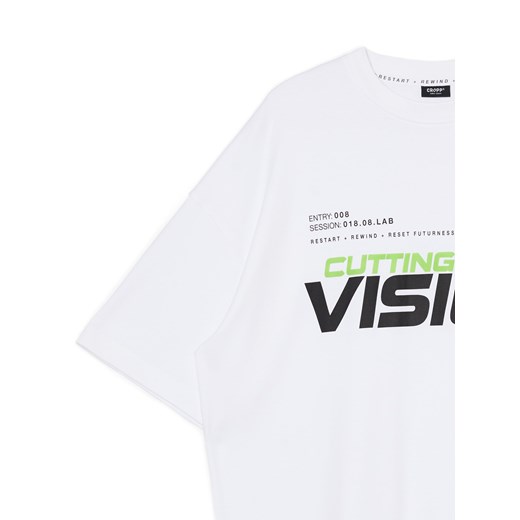 Cropp - Biała koszulka z napisami - biały ze sklepu Cropp w kategorii T-shirty męskie - zdjęcie 168146414