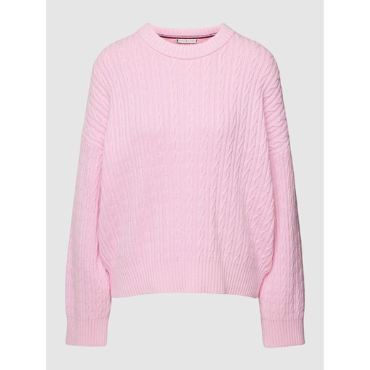 Sweter z dzianiny z wzorem warkocza ze sklepu Peek&Cloppenburg  w kategorii Swetry damskie - zdjęcie 168147392