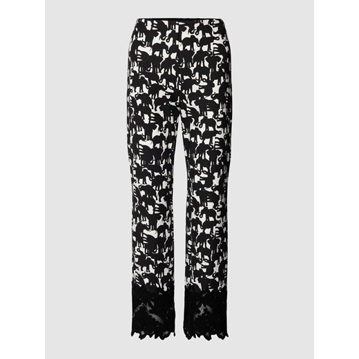 Spodnie materiałowe ze wzorem na całej powierzchni i obszyciem koronką ze sklepu Peek&Cloppenburg  w kategorii Spodnie damskie - zdjęcie 168148152