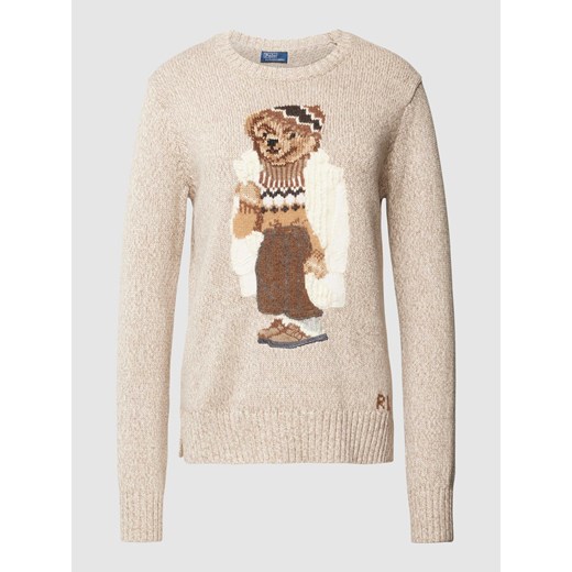 Sweter z dzianiny z wyhaftowanym motywem model ‘BEAR’ ze sklepu Peek&Cloppenburg  w kategorii Swetry damskie - zdjęcie 168148462