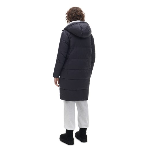 Cropp - Czarny pikowany płaszcz z kapturem - czarny Cropp XL Cropp