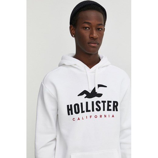 Hollister Co. bluza męska kolor biały z kapturem z aplikacją Hollister Co. XL ANSWEAR.com