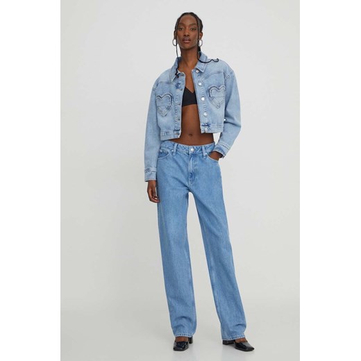 Moschino Jeans kurtka jeansowa damska kolor niebieski przejściowa oversize Moschino Jeans XS ANSWEAR.com