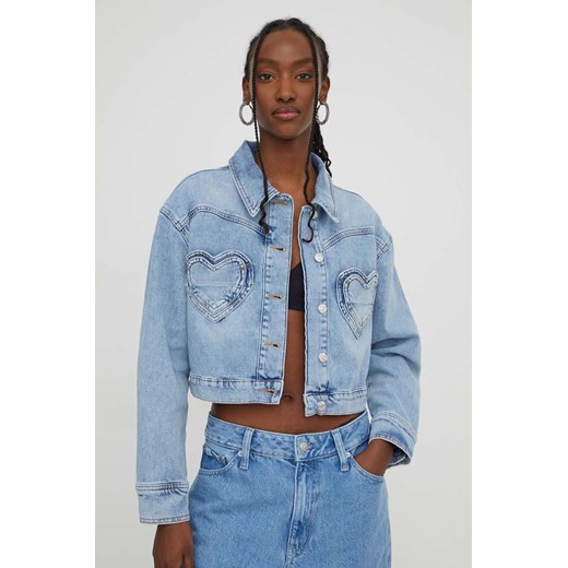 Moschino Jeans kurtka jeansowa damska kolor niebieski przejściowa oversize Moschino Jeans XS ANSWEAR.com