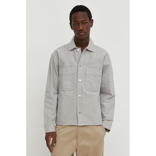 Abercrombie &amp; Fitch kurtka jeansowa męska kolor szary przejściowa ze sklepu ANSWEAR.com w kategorii Kurtki męskie - zdjęcie 168154383