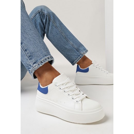 Biało-Niebieskie Sneakersy na Platformie Spoola ze sklepu born2be.pl w kategorii Buty sportowe damskie - zdjęcie 168156424