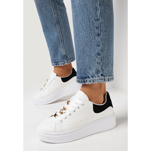 Biało-Czarne Sneakersy na Grubej Podeszwie z Metaliczną Wstawką Staneva ze sklepu born2be.pl w kategorii Buty sportowe damskie - zdjęcie 168156610