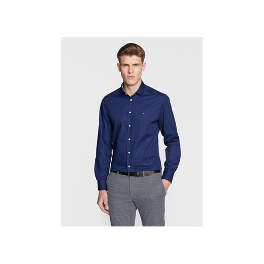 Tommy Hilfiger Koszula Solid MW0MW29136 Granatowy Slim Fit Tommy Hilfiger 40 wyprzedaż MODIVO