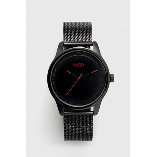 HUGO zegarek męski kolor czarny ze sklepu ANSWEAR.com w kategorii Zegarki - zdjęcie 168163812