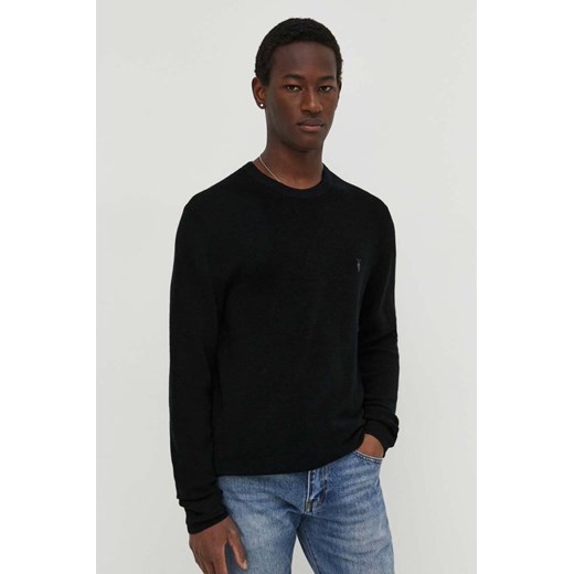 AllSaints Sweter wełniany IVAR MERINO CREW męski kolor czarny MK034P XL wyprzedaż ANSWEAR.com