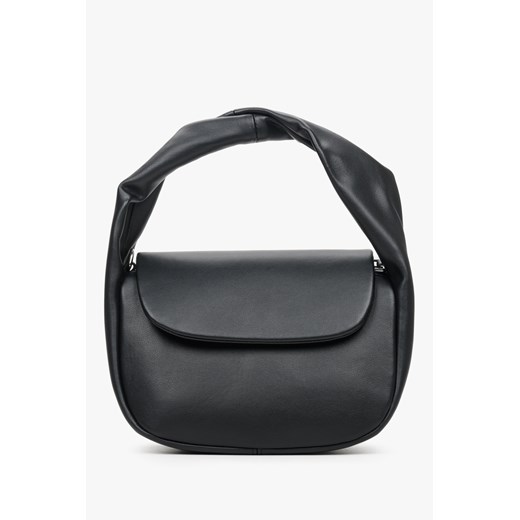 Estro: Mała torebka damska do ręki w kolorze czarnym ze skóry naturalnej ze sklepu Estro w kategorii Torebki hobo - zdjęcie 168165552