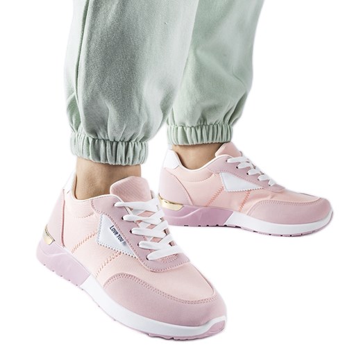 Różowe materiałowe sneakersy Geraldino ze sklepu ButyModne.pl w kategorii Buty sportowe damskie - zdjęcie 168167741