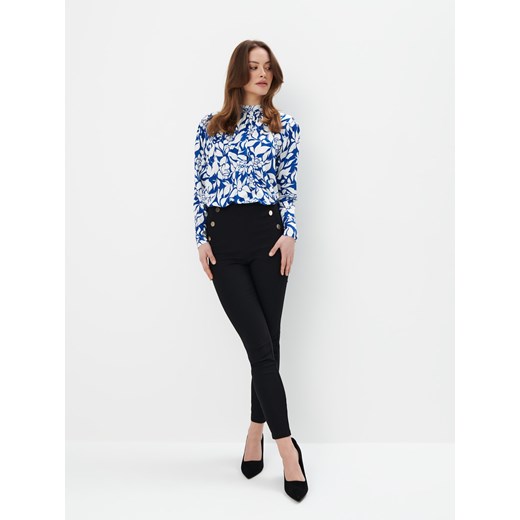 Bluzka damska Mohito z długimi rękawami z okrągłym dekoltem w kwiaty 
