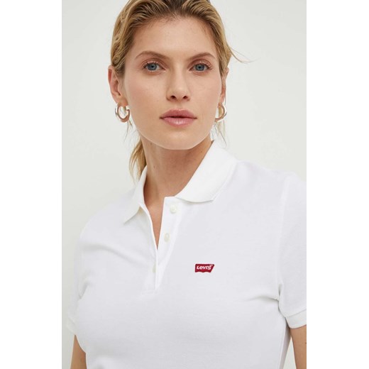 Bluzka damska Levi's casualowa biała z kołnierzykiem na lato z krótkim rękawem