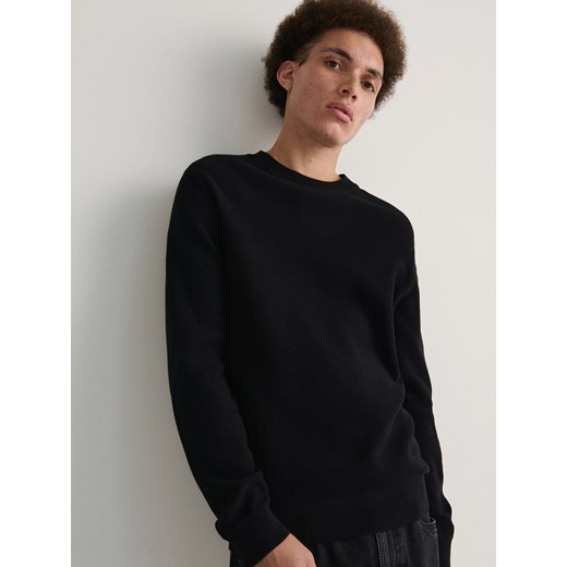 Reserved - Bawełniany sweter - czarny ze sklepu Reserved w kategorii Swetry męskie - zdjęcie 168174101