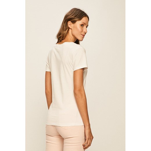Bluzka damska Calvin Klein z krótkim rękawem na lato z dekoltem w literę v 