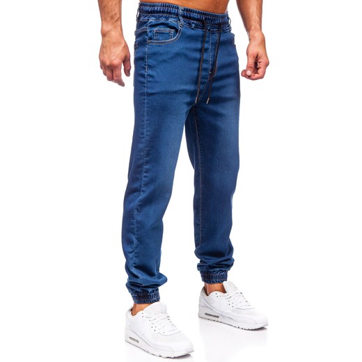 Niebieskie jeansy męskie Denley z bawełny 