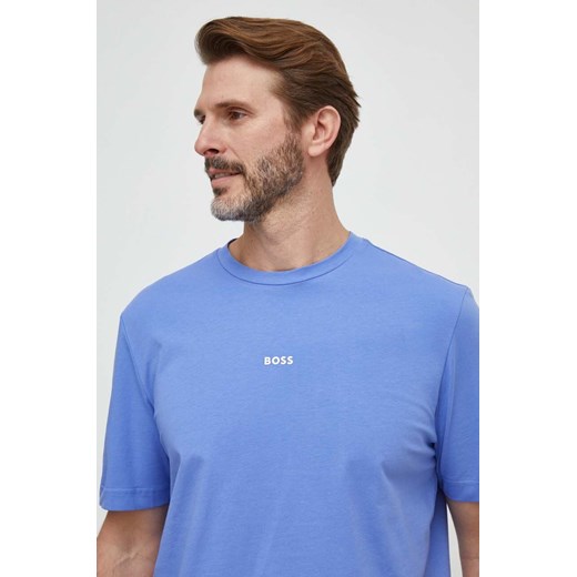 BOSS t-shirt BOSS ORANGE męski kolor niebieski gładki 50473278 ze sklepu ANSWEAR.com w kategorii T-shirty męskie - zdjęcie 168184622