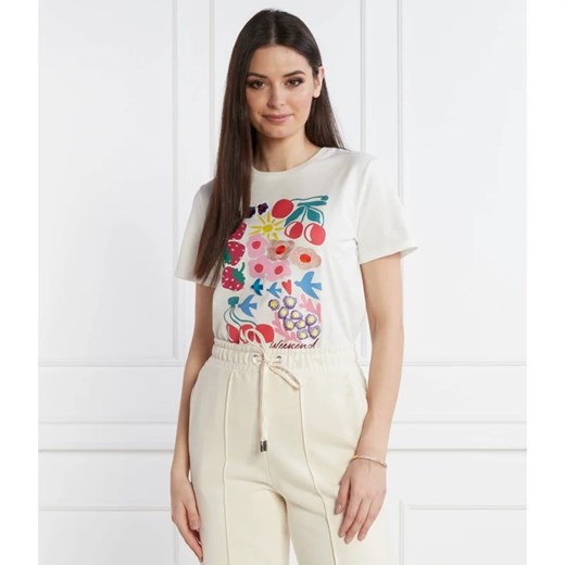 Bluzka damska Weekend Maxmara w nadruki z okrągłym dekoltem na wiosnę w stylu młodzieżowym z krótkimi rękawami