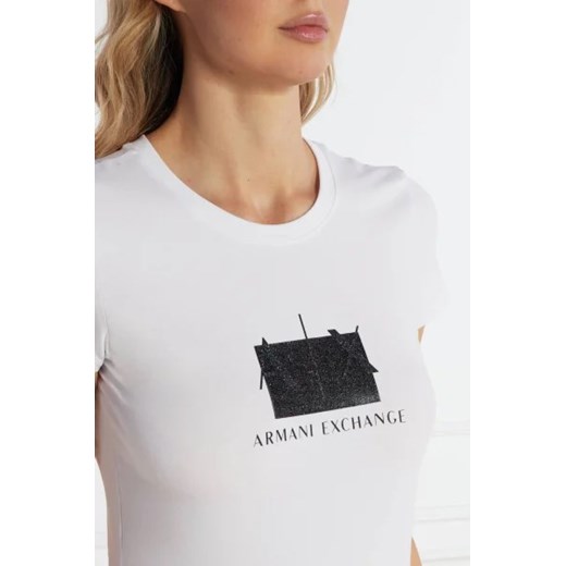 Bluzka damska Armani Exchange z krótkim rękawem młodzieżowa z okrągłym dekoltem 