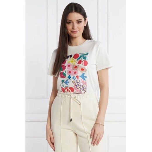 Bluzka damska Weekend Maxmara biała w stylu młodzieżowym w nadruki