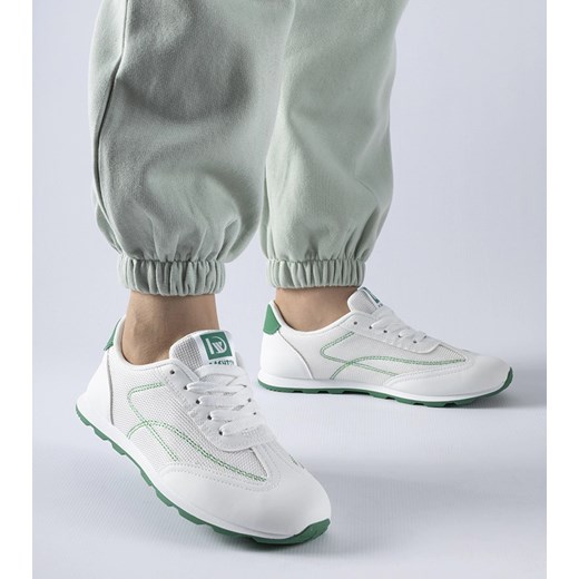 Biało-zielone sportowe sneakersy Pinarella ze sklepu gemre w kategorii Buty sportowe damskie - zdjęcie 168187974