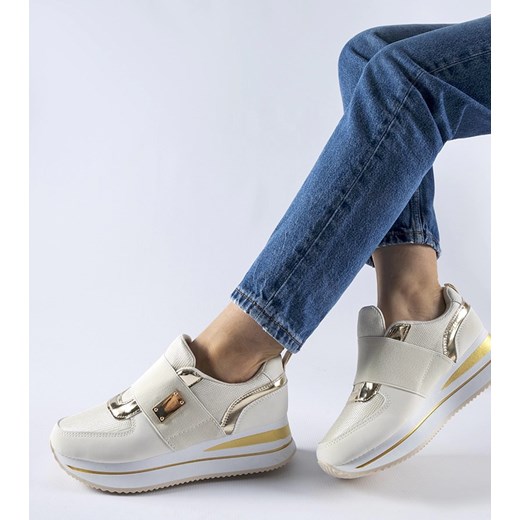 Beżowe wsuwane sneakersy na platformie Sages ze sklepu gemre w kategorii Buty sportowe damskie - zdjęcie 168188001
