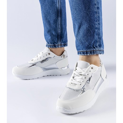 Białe brokatowe sneakersy Roganzuolo ze sklepu gemre w kategorii Buty sportowe damskie - zdjęcie 168188060