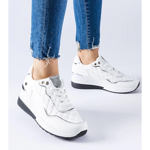 Buty sportowe damskie Gemre sneakersy wiosenne białe z tworzywa sztucznego 
