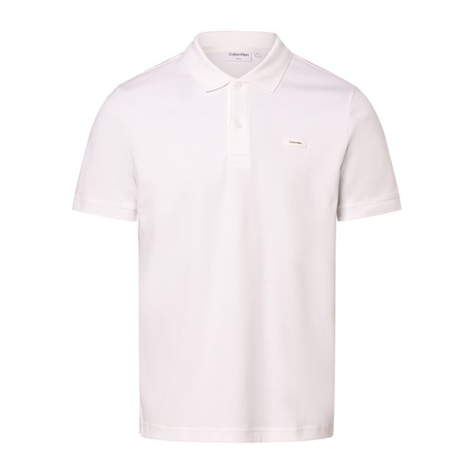 Calvin Klein Męska koszulka polo Mężczyźni Bawełna biały jednolity ze sklepu vangraaf w kategorii T-shirty męskie - zdjęcie 168208702