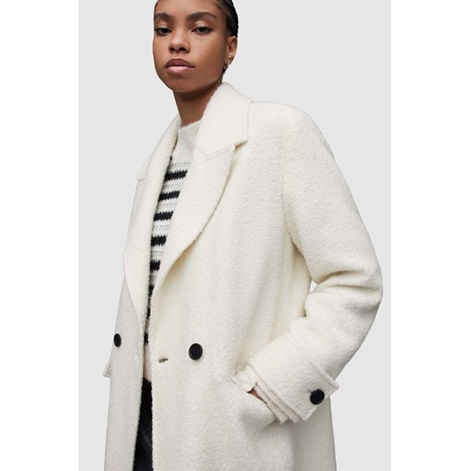 AllSaints płaszcz z wełną MABEL WINNIE kolor biały przejściowy oversize 36 ANSWEAR.com