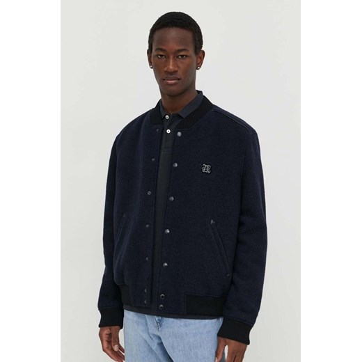 The Kooples kurtka bomber wełniana kolor granatowy przejściowa HBLO28006K ze sklepu ANSWEAR.com w kategorii Kurtki męskie - zdjęcie 168209830